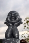 Grinsender Buddha Kopf auf Händen Gartenfigur Skulptur Dekoration Höhe 38 cm Farbe Silber