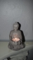 Teelichthalter kleiner Buddha Feng Shui Garten Skulptur Grau Poly