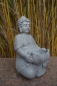 Teelichthalter kleiner Buddha Feng Shui Garten Skulptur Grau Poly