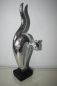 Deko Büste Skulptur Katze auf Sockel Farbe Silber