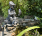 Angler mit Fisch Deko Garten Teich