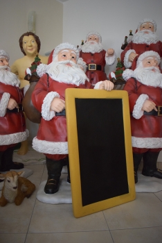 Weihnachtsmann mit Tafel und Geschenke Deko Gartenfigur Büro Geschäft
