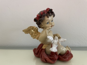 Engel mit Taube Handbemalt Barrock Stiel Schutzengel