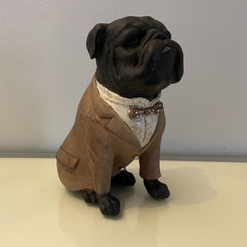 Hund Englische Bulldogge mit Anzug Deko Hundefigur