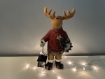 Deko Elch mit Laterne und Teelicht Weihnachtselch