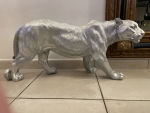 Panther Farbe Silber Dekoration  Garten Hausfigur Deko Katze