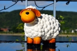 Dekofigur Lustige Bunte Schafe, Wollschafe, Tierfigur, Deko Haus, Gartenfigur Farbe Weiß