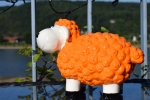 Dekofigur Lustige Bunte Schafe, Wollschafe, Tierfigur, Deko Haus, Gartenfigur Oranges Schaf