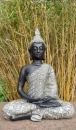 Buddha Feng Shui Garten Skulptur Silber glänzend Steine Poly