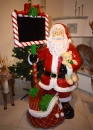 Weihnachtsmann mit Teddybär Tafel und Geschenke Deko Gartenfigur Büro Geschäft