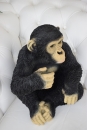 Deko Lebensechter Schimpanse sitzend Gartenfigur Affe Urwald Afrika Polyresin