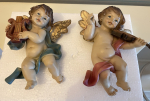 Engel mit Harfe Engel mit Geige Barrock Deko Himmelsbote Skulptur Figur Schutzengel
